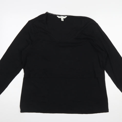 H&M Mama Black Long Sleeve Maternity Top Women XXL Cotton Blend
