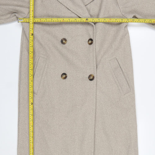 Dunnes Women’s Beige Long Overcoat Size S Classic Buttoned Style