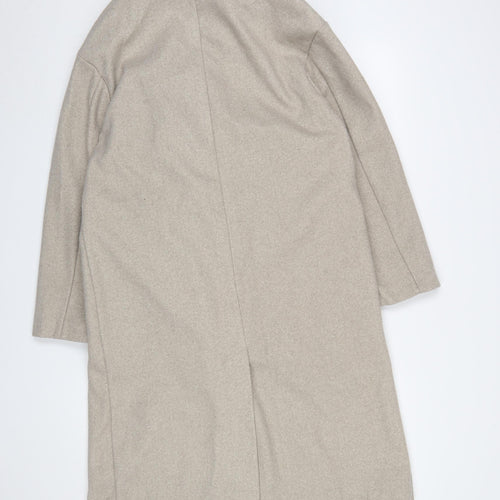 Dunnes Women’s Beige Long Overcoat Size S Classic Buttoned Style