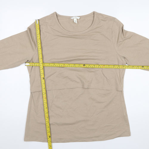 H&M MAMA Women Beige Long Sleeve Basic Maternity T-Shirt Size 16