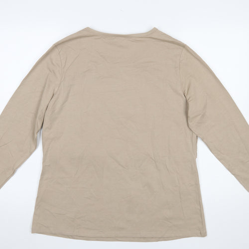 H&M MAMA Women Beige Long Sleeve Basic Maternity T-Shirt Size 16