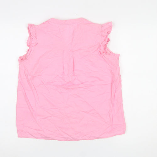Dunnes Women Pink Embroidered Floral Sleeveless Tunic Blouse Size S