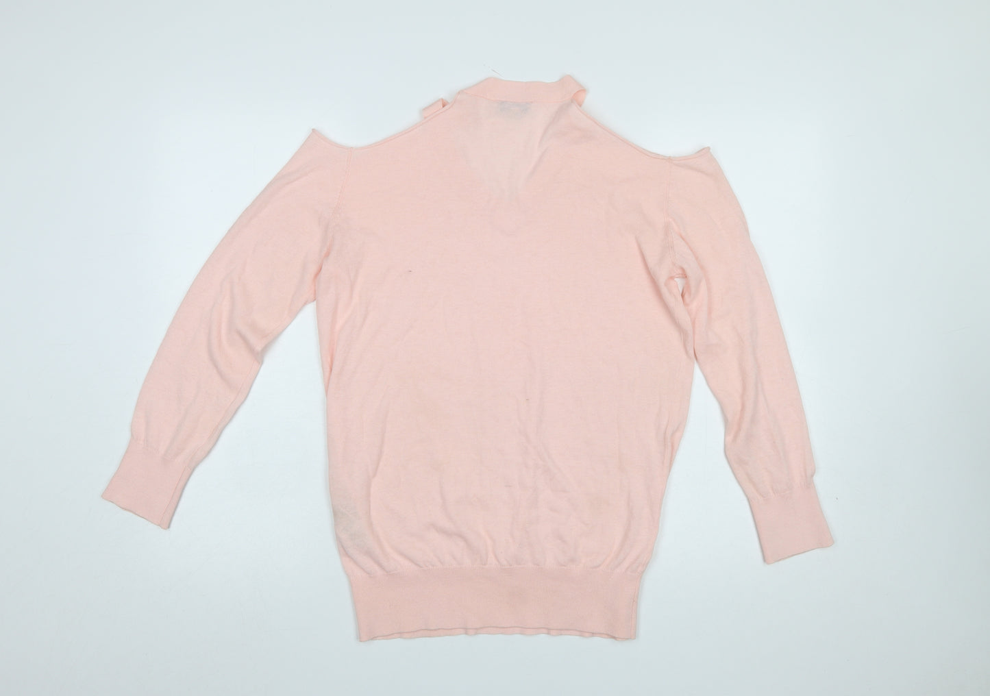 Warehouse Women’s Pink Cold Shoulder V-Neck Jumper Size 10