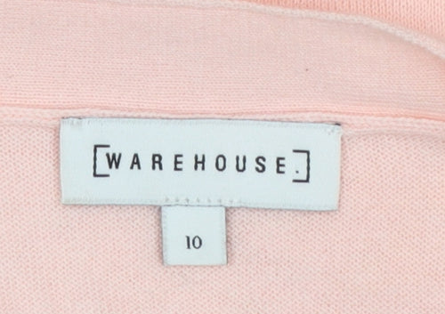 Warehouse Women’s Pink Cold Shoulder V-Neck Jumper Size 10