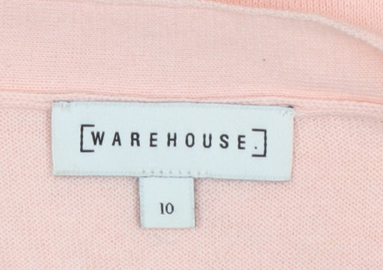 Warehouse Women’s Pink Cold Shoulder V-Neck Jumper Size 10