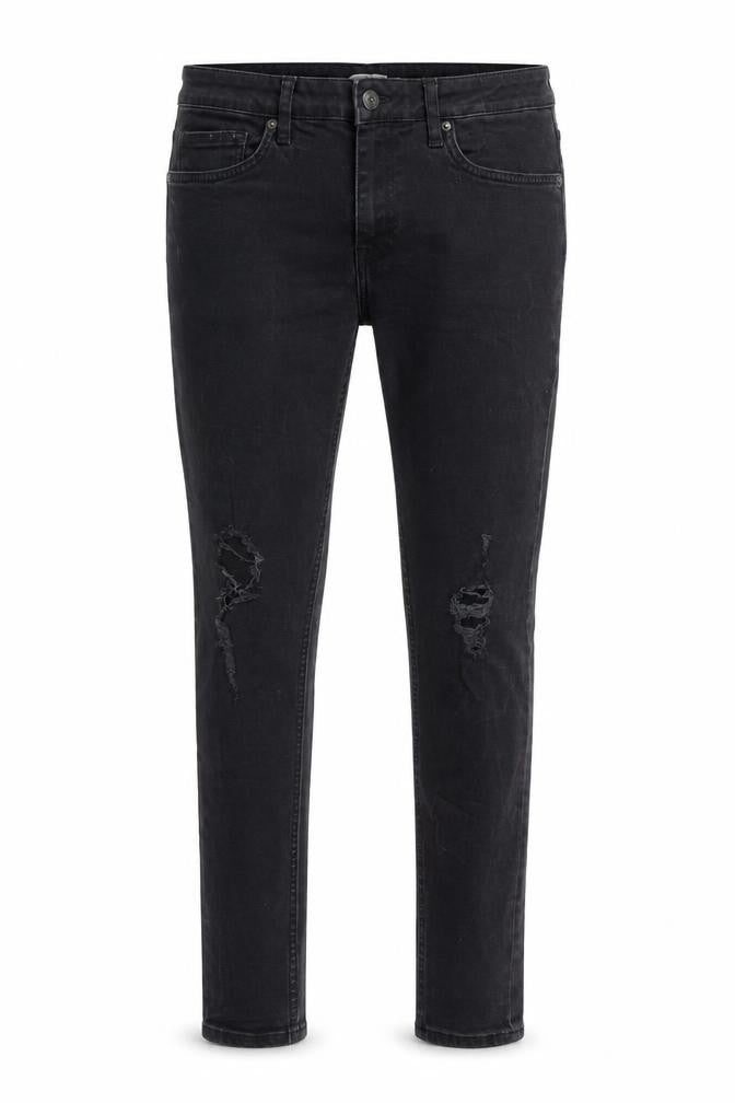 Topman Men's Black Skinny Distressed Jeans 32R Slim Fit Denim