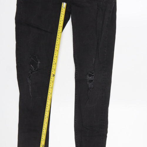 Topman Men's Black Skinny Distressed Jeans 32R Slim Fit Denim