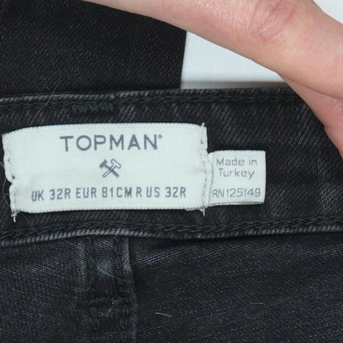 Topman Men's Black Skinny Distressed Jeans 32R Slim Fit Denim