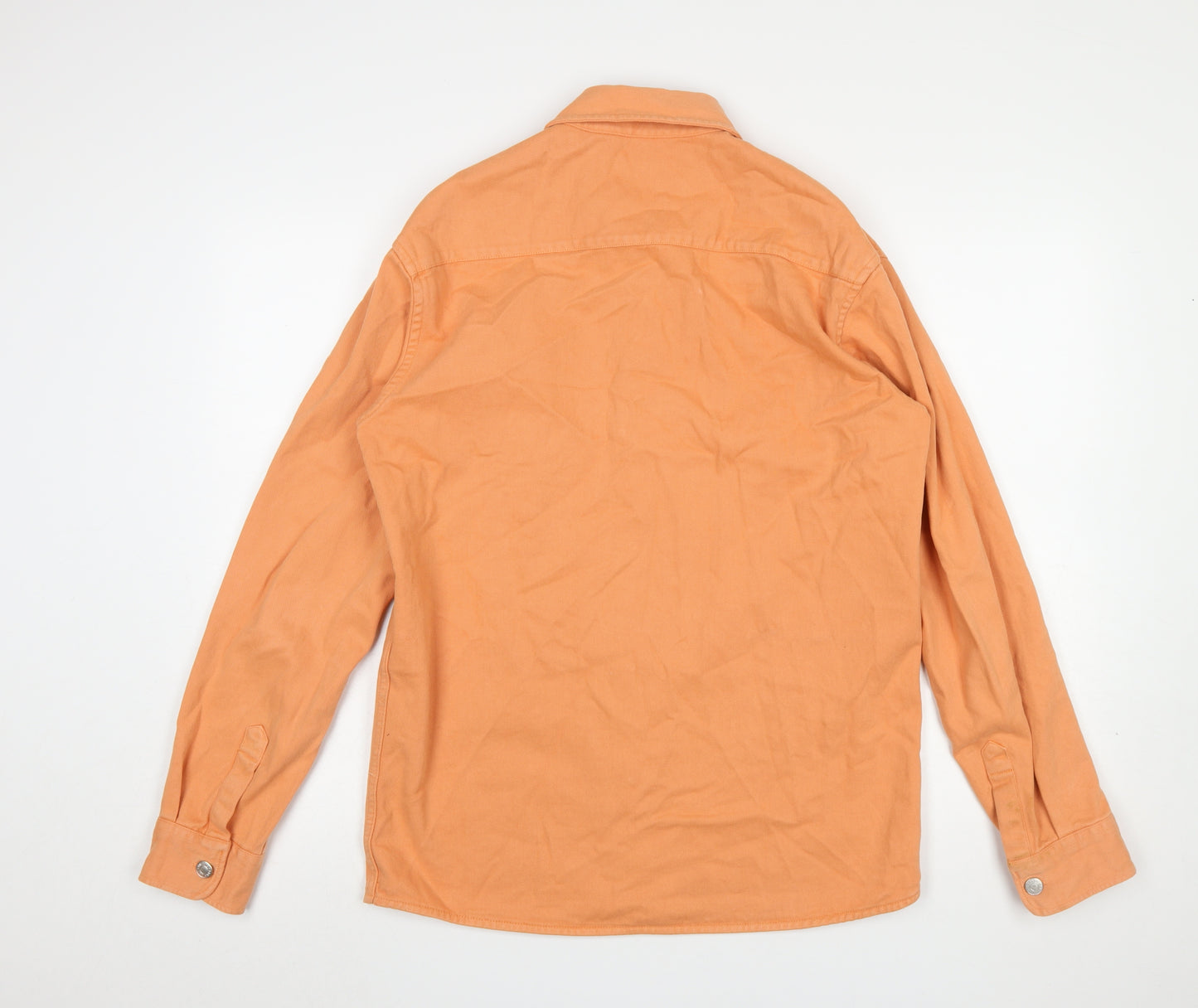 ZARA Men's Orange Cotton Long Sleeve Button-Up Shirt Size S