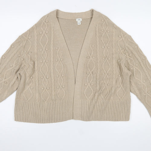 River Island Women’s Beige Cable-Knit Open Cardigan Size S