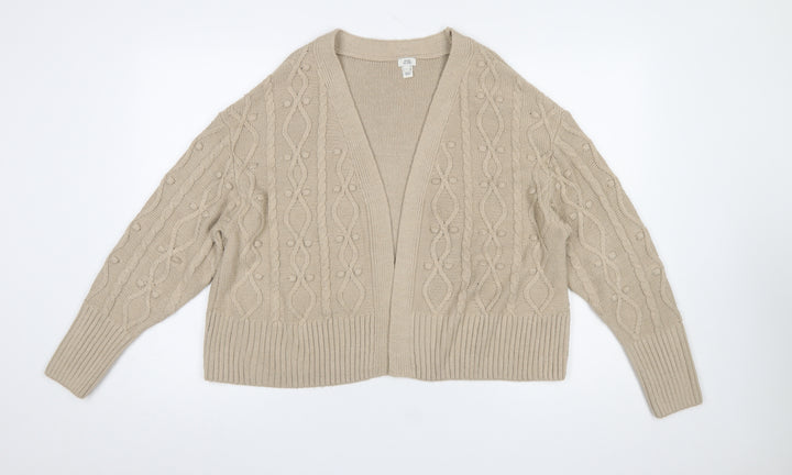 River Island Women’s Beige Cable-Knit Open Cardigan Size S