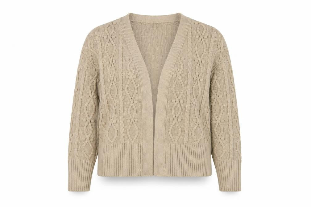 River Island Women’s Beige Cable-Knit Open Cardigan Size S