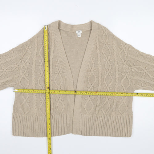 River Island Women’s Beige Cable-Knit Open Cardigan Size S