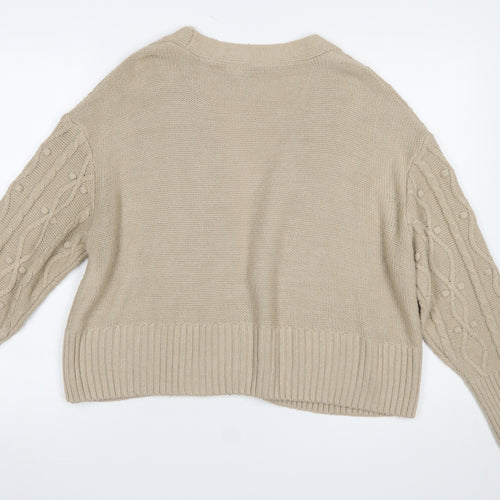 River Island Women’s Beige Cable-Knit Open Cardigan Size S