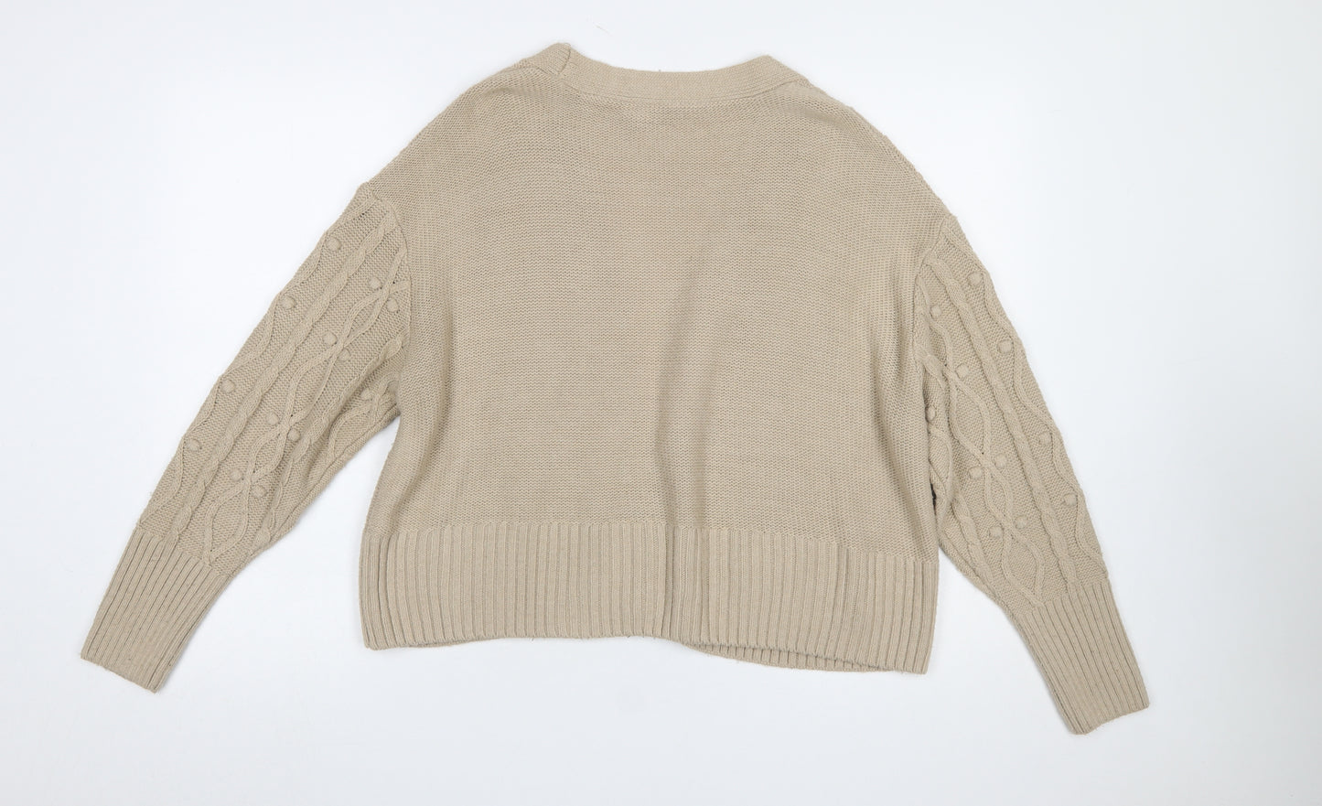River Island Women’s Beige Cable-Knit Open Cardigan Size S