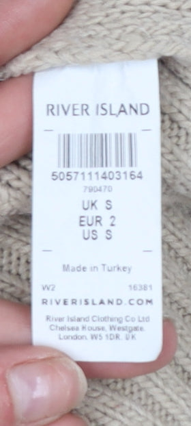 River Island Women’s Beige Cable-Knit Open Cardigan Size S