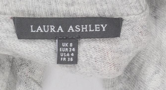 Laura Ashley Womens Grey Roll Neck Jumper UK 8 Long Sleeve Lightweight Knit