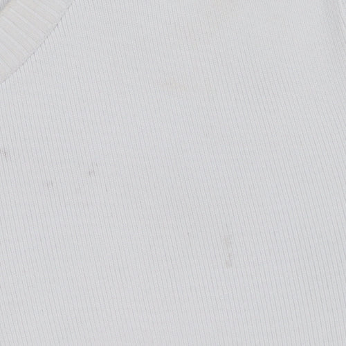 Savida Women's White Floral Embroidered Short Sleeve Pullover Jumper Size 14