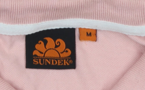 Sundek Men’s Pink Cotton Stretch Polo Shirt M Short Sleeve