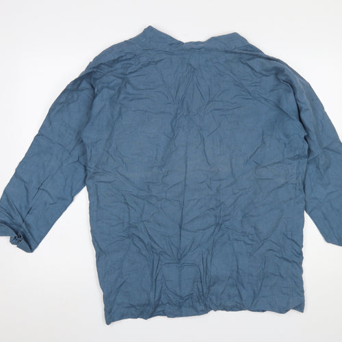 Carolyn Donnelly The Edit Women Blue Linen Wrap Blouse M