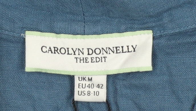 Carolyn Donnelly The Edit Women Blue Linen Wrap Blouse M