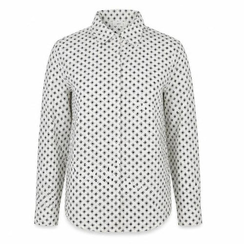MNG Women’s White Geometric Button-Up Long Sleeve Shirt Size 12