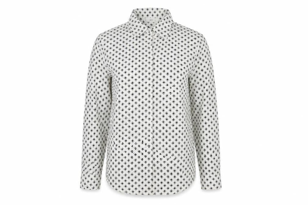 MNG Women’s White Geometric Button-Up Long Sleeve Shirt Size 12