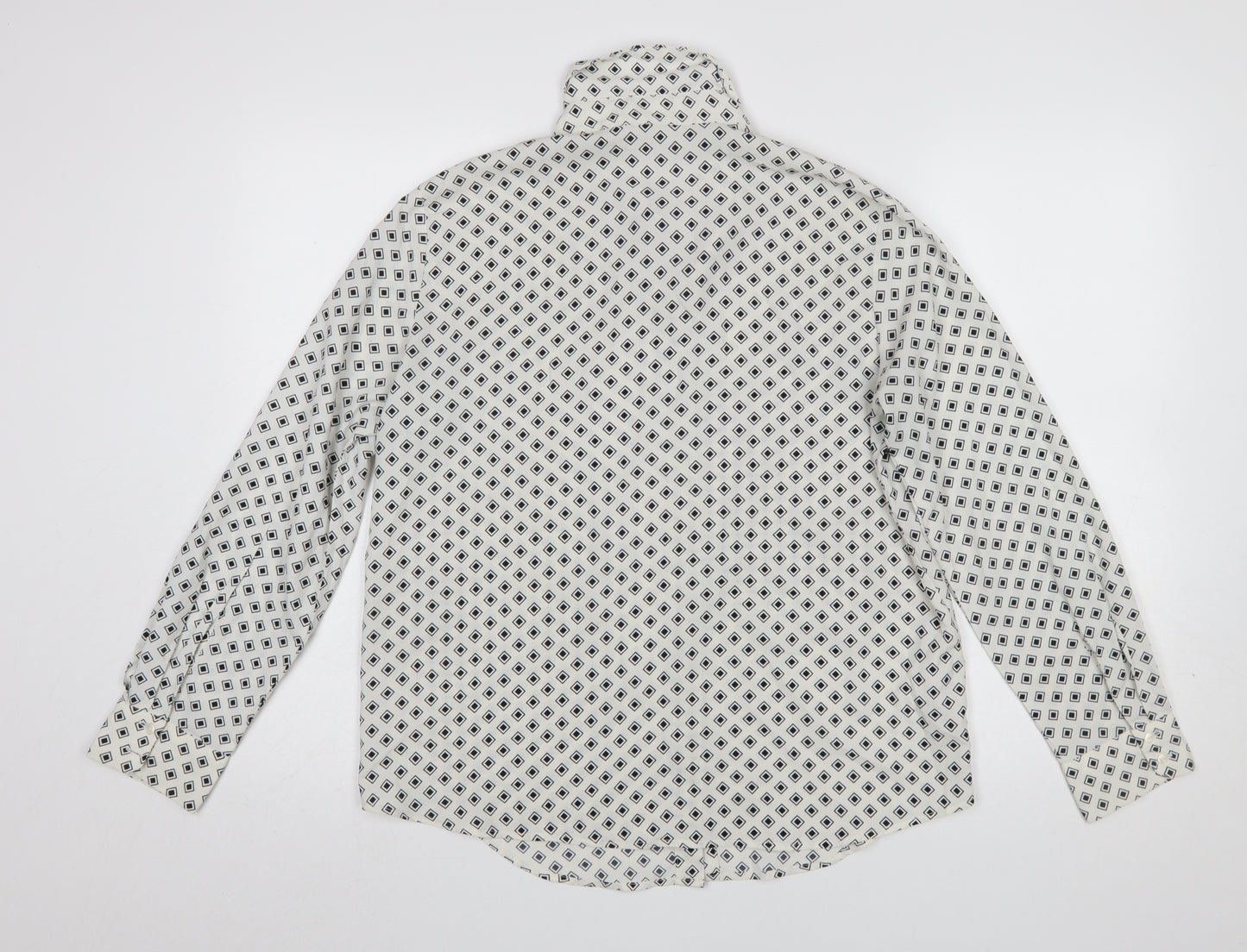 MNG Women’s White Geometric Button-Up Long Sleeve Shirt Size 12