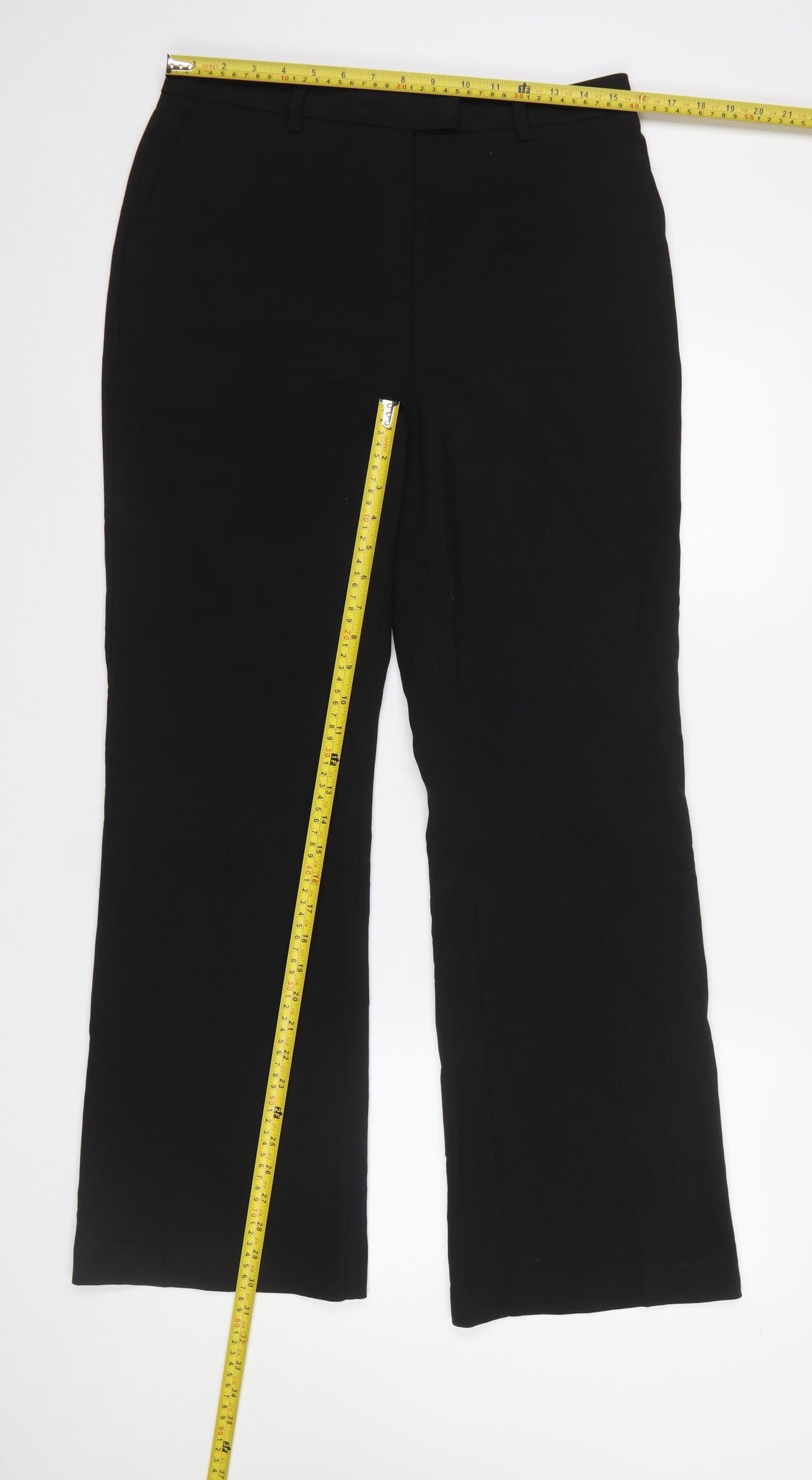 Next Women Black Size 12 Regular Dress Trousers Polyester Blend