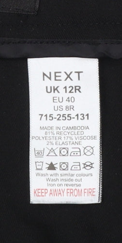 Next Women Black Size 12 Regular Dress Trousers Polyester Blend