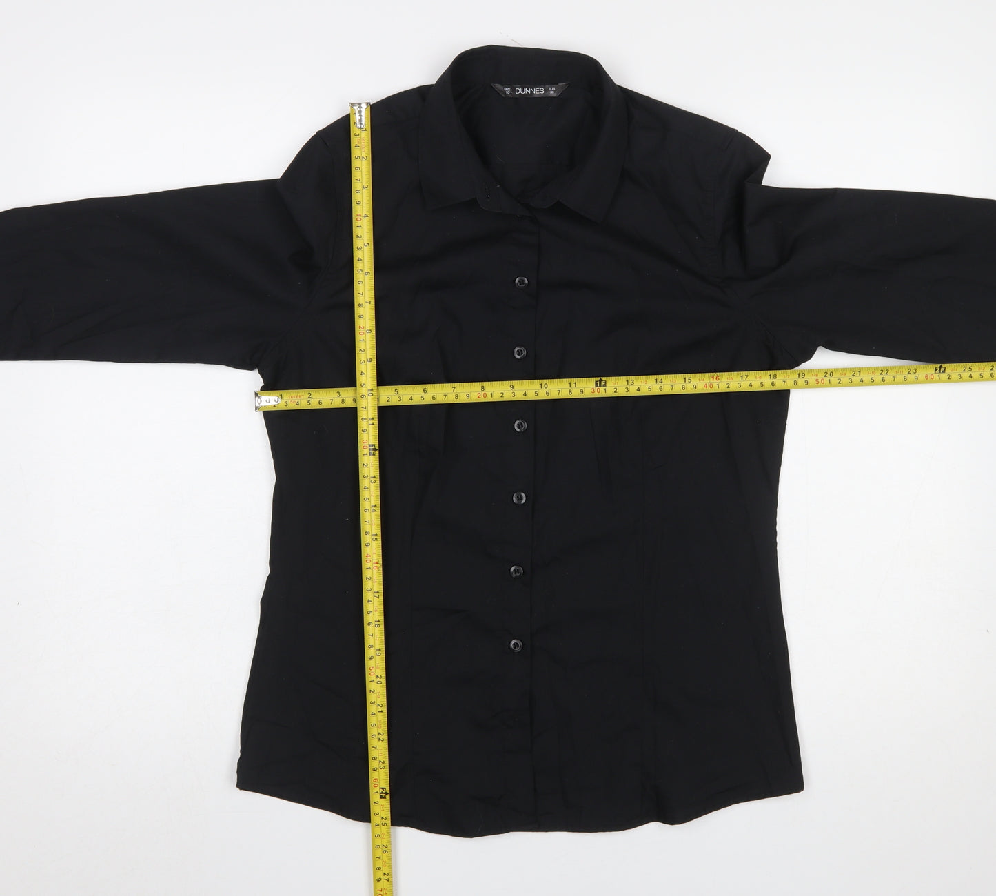 Dunnes Stores Women’s Black Long Sleeve Button-Up Shirt Size 10