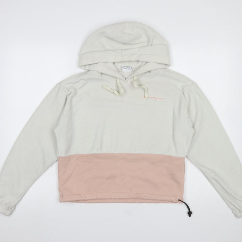 Champion Women’s Grey and Pink Pullover Hoodie Small with Drawstring Hem