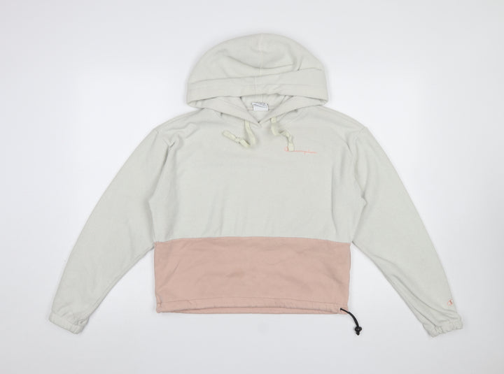 Champion Women’s Grey and Pink Pullover Hoodie Small with Drawstring Hem