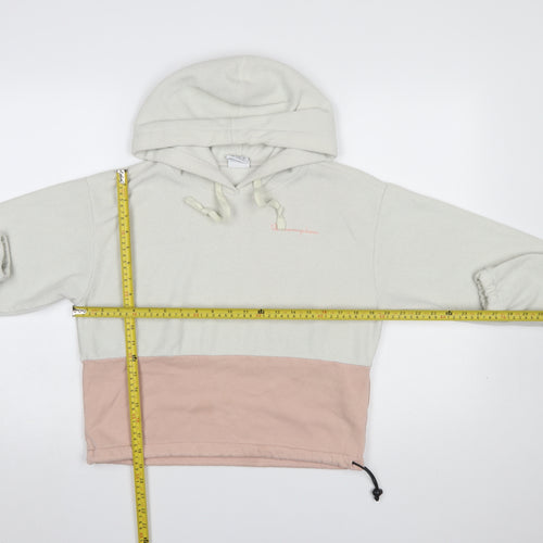 Champion Women’s Grey and Pink Pullover Hoodie Small with Drawstring Hem