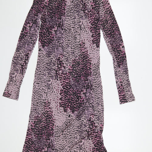 Marella Women Purple Multicoloured Long Sleeve Shift Dress Size M