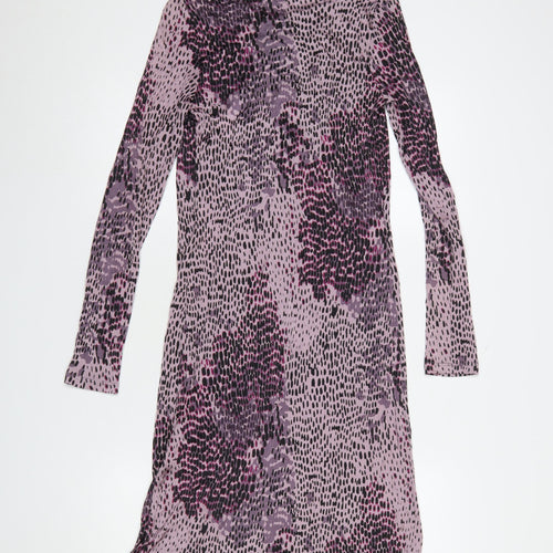 Marella Women Purple Multicoloured Long Sleeve Shift Dress Size M