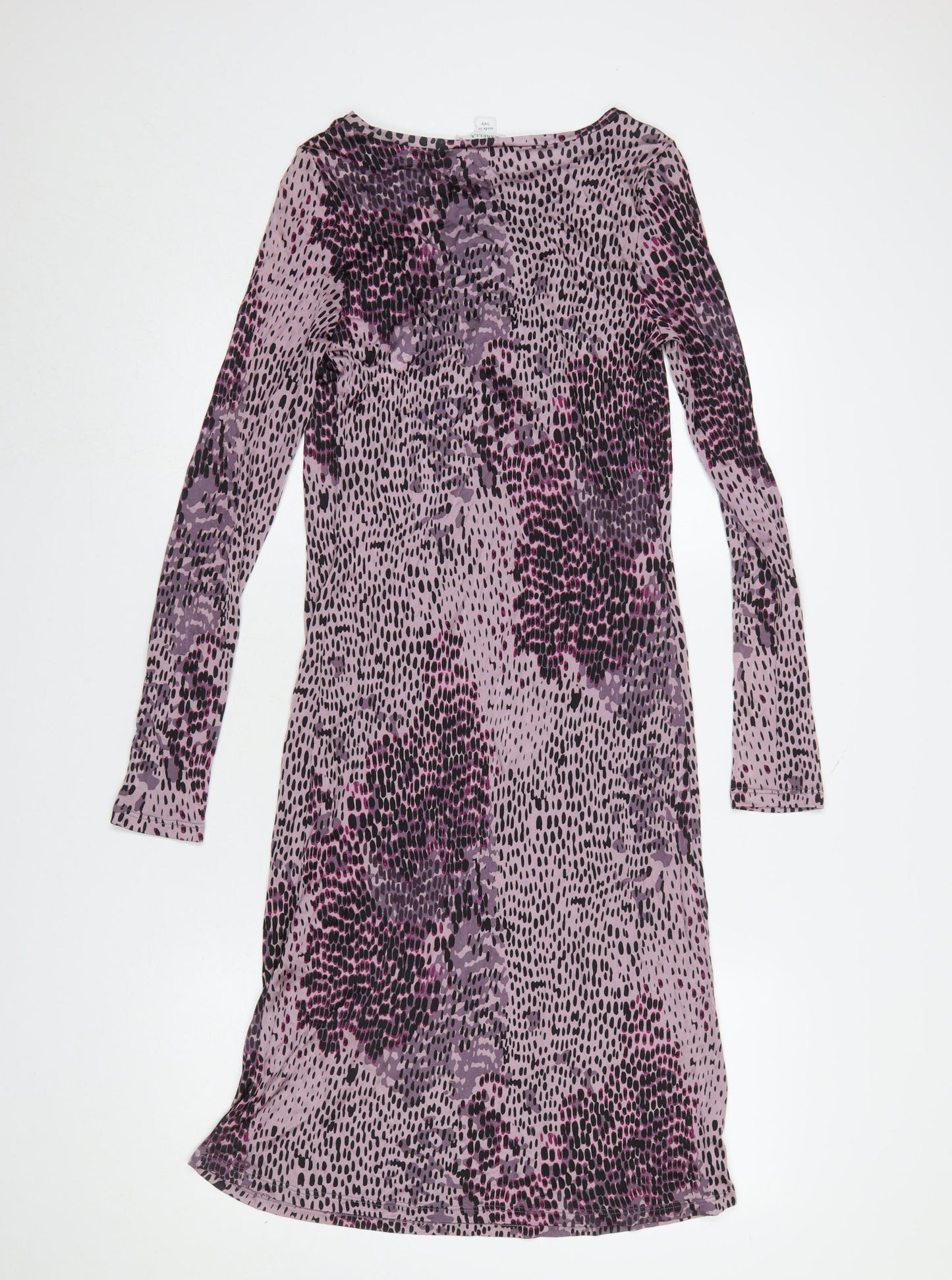 Marella Women Purple Multicoloured Long Sleeve Shift Dress Size M