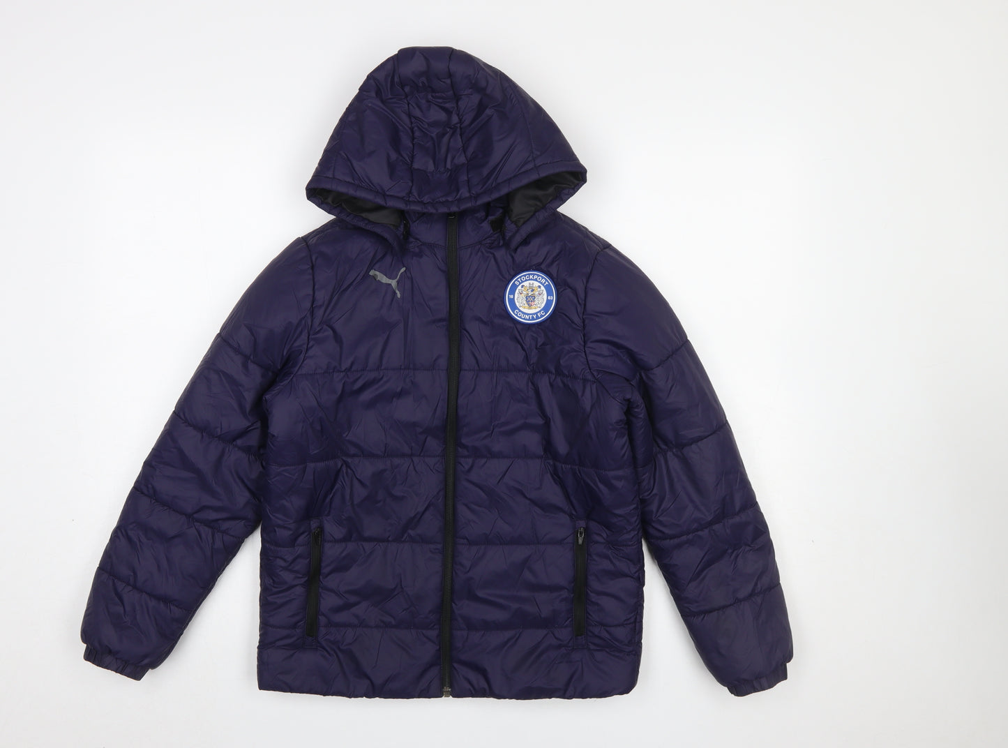 Puma Boys Blue Stockport County FC Hooded Puffer Jacket 11-12 Years