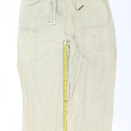 Next Women's Beige Paperbag High Waist Tapered Trousers Size 16