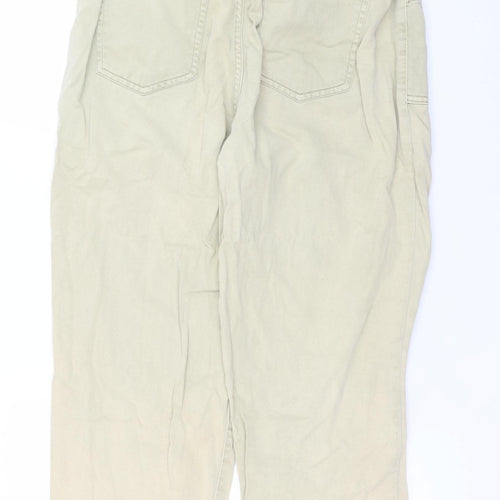 Next Women's Beige Paperbag High Waist Tapered Trousers Size 16