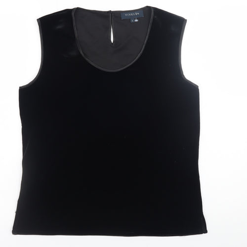 Viyella Womens Black Velvet Sleeveless Tank Top L