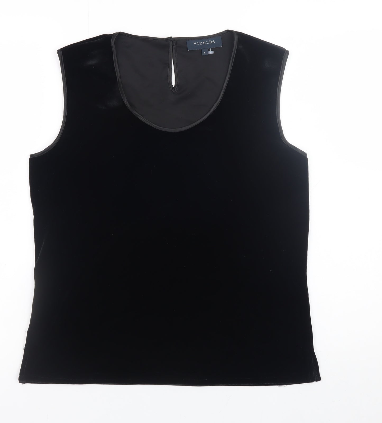 Viyella Womens Black Velvet Sleeveless Tank Top L