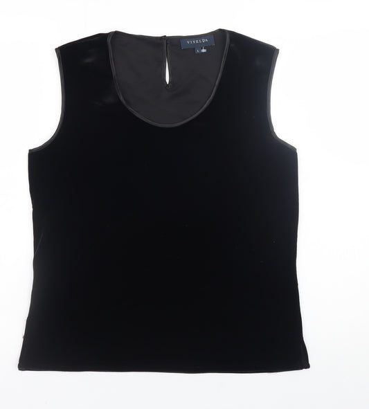 Viyella Womens Black Velvet Sleeveless Tank Top L