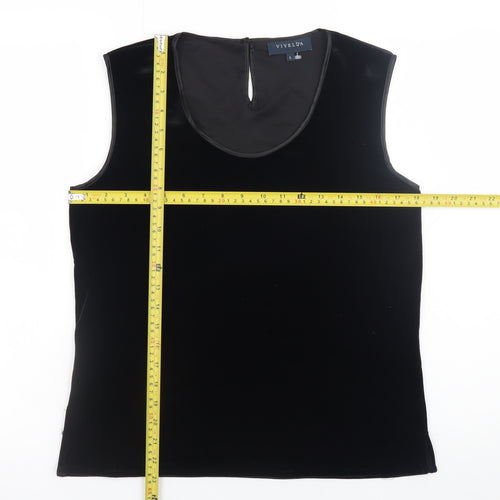Viyella Womens Black Velvet Sleeveless Tank Top L