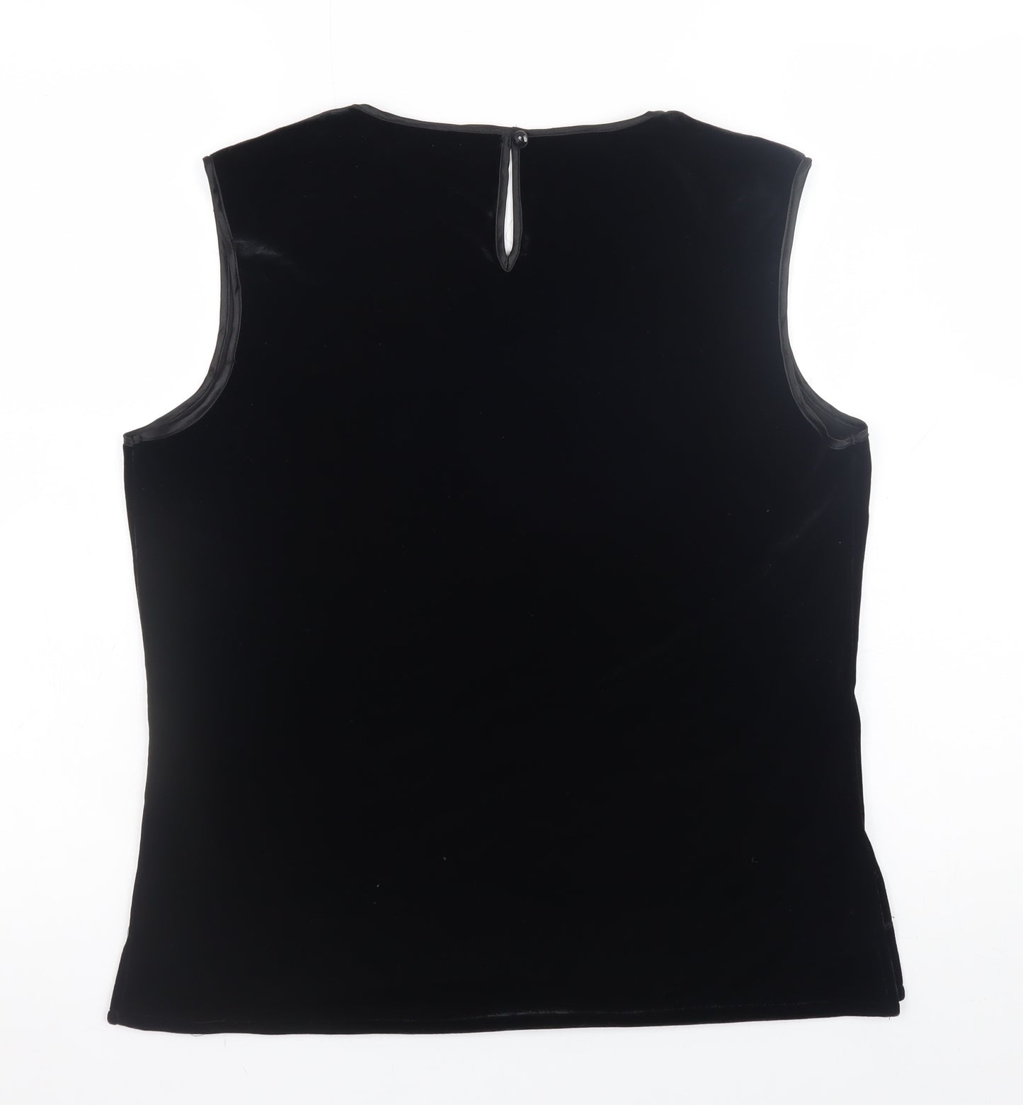 Viyella Womens Black Velvet Sleeveless Tank Top L
