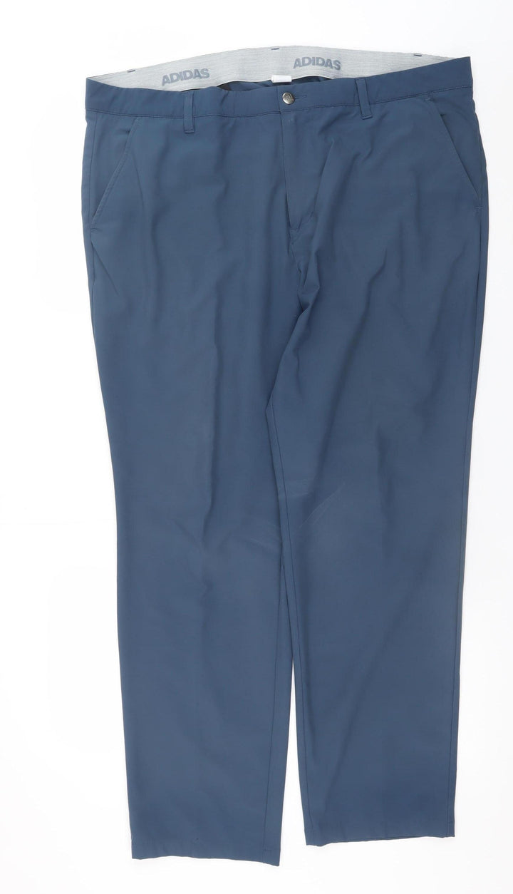 Adidas Men’s Blue Chino Trousers 40x30 Regular Fit Stretch