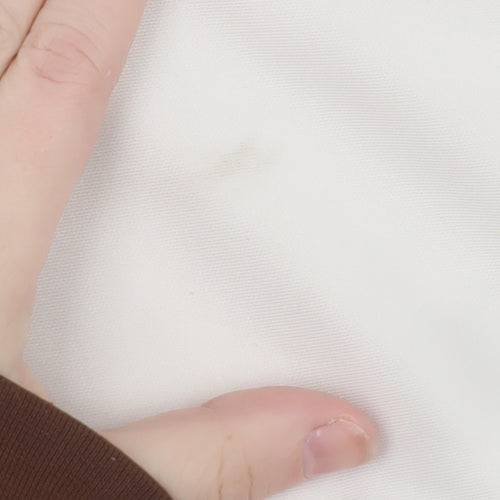 Boohoo Women's Ivory Cropped Blouse UK 12 Long Sleeve Jersey Top