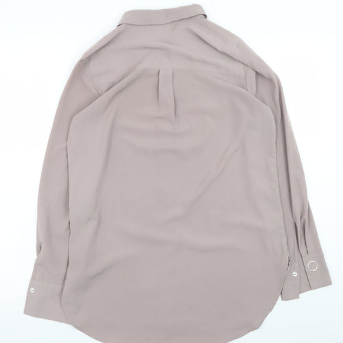 H&M Women Beige Button-Up Long Sleeve Shirt Size 12