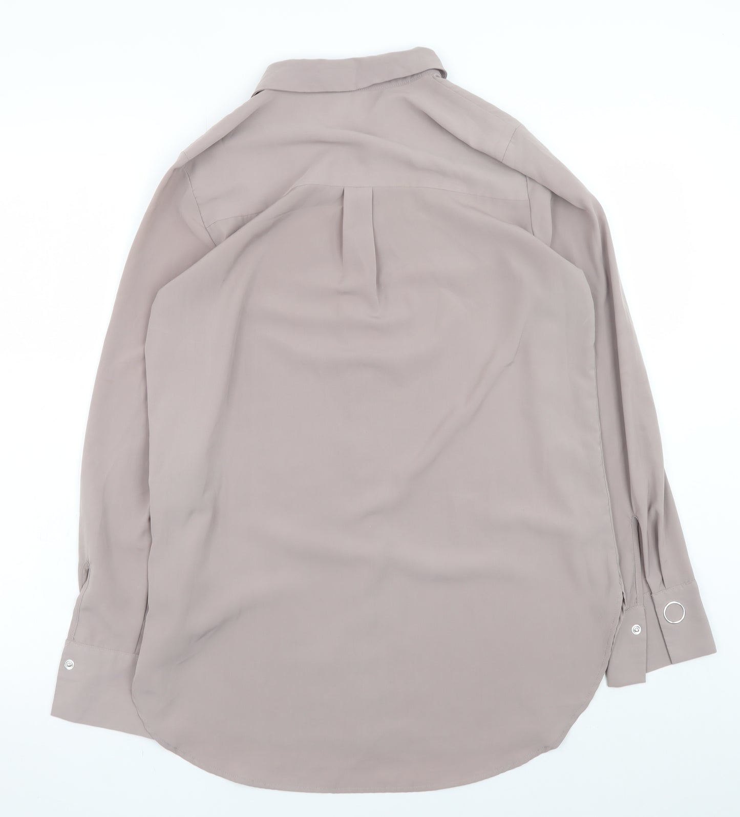 H&M Women Beige Button-Up Long Sleeve Shirt Size 12