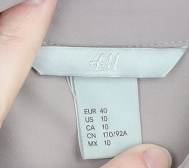 H&M Women Beige Button-Up Long Sleeve Shirt Size 12